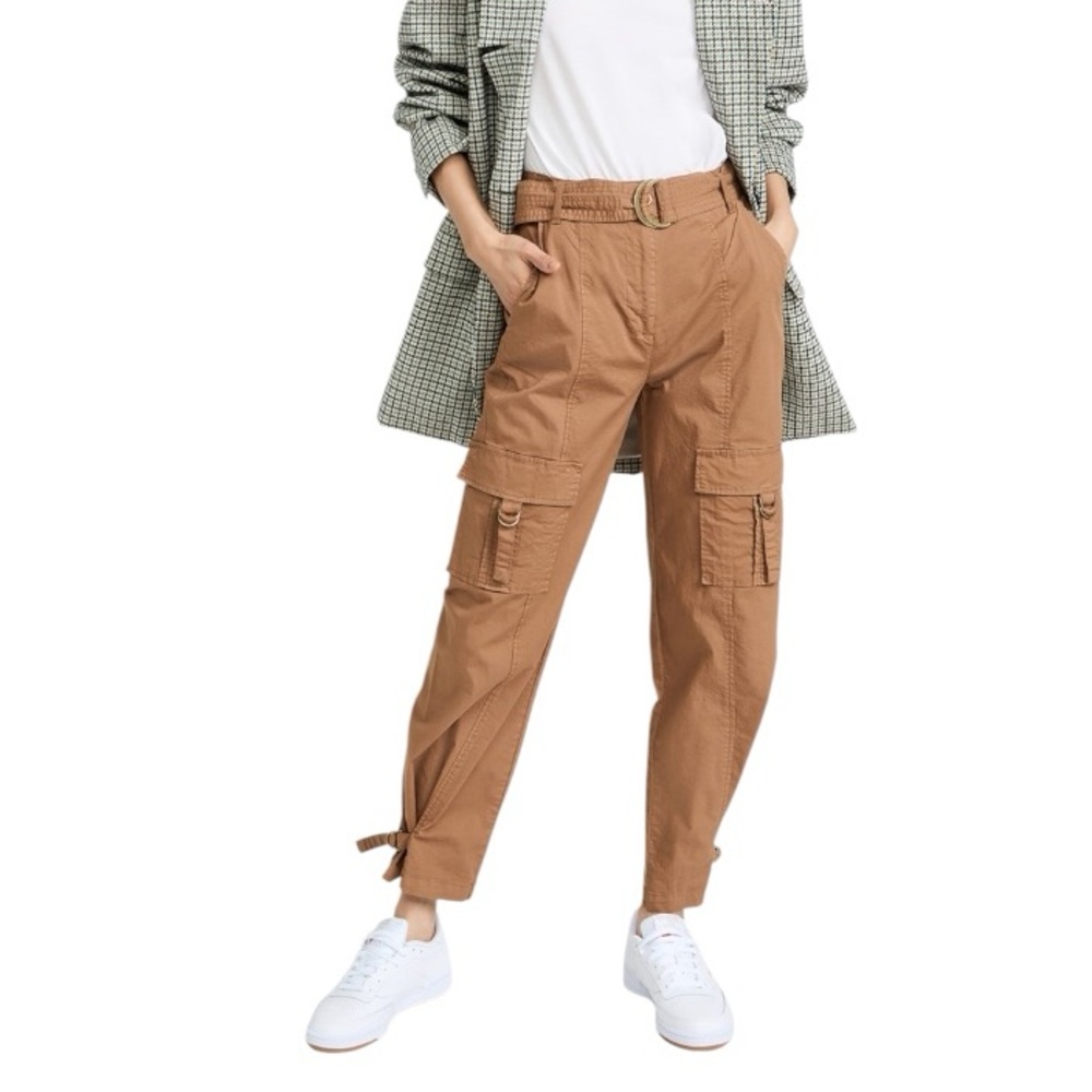 Pistola Nadine Belted Cargo Cotton Trousers in Nutmeg